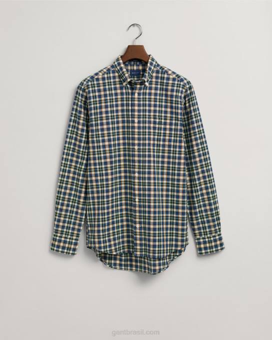 camisa xadrez de tecido grosso de ajuste regular N424C12 azul persa GANT homens