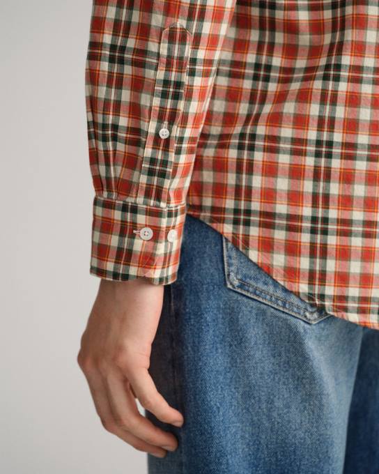 camisa xadrez de tecido grosso de ajuste regular N424C7 tempero vermelho GANT homens