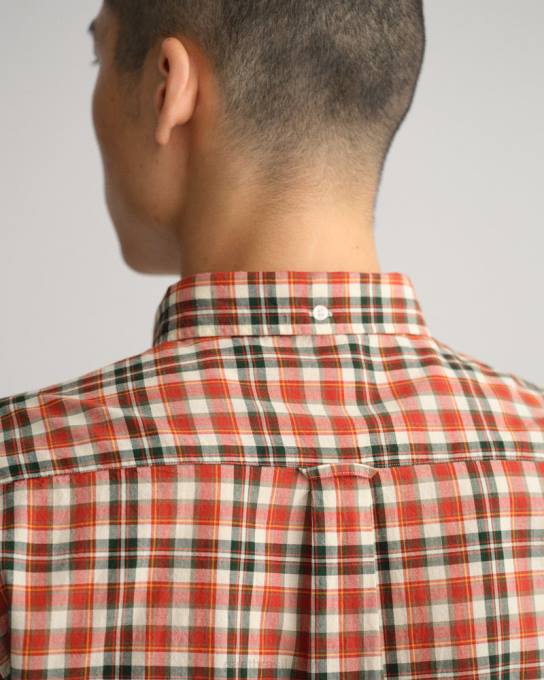 camisa xadrez de tecido grosso de ajuste regular N424C7 tempero vermelho GANT homens