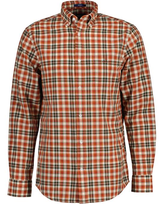 camisa xadrez de tecido grosso de ajuste regular N424C7 tempero vermelho GANT homens