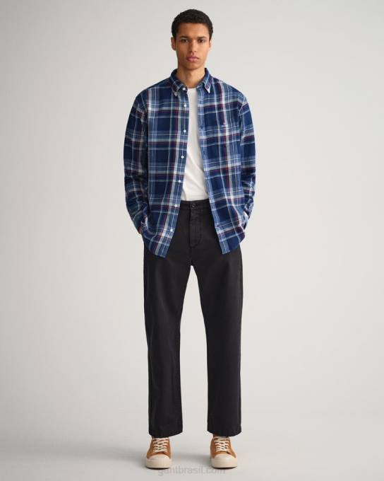camisa xadrez índigo fit regular N424C20 índigo escuro GANT homens