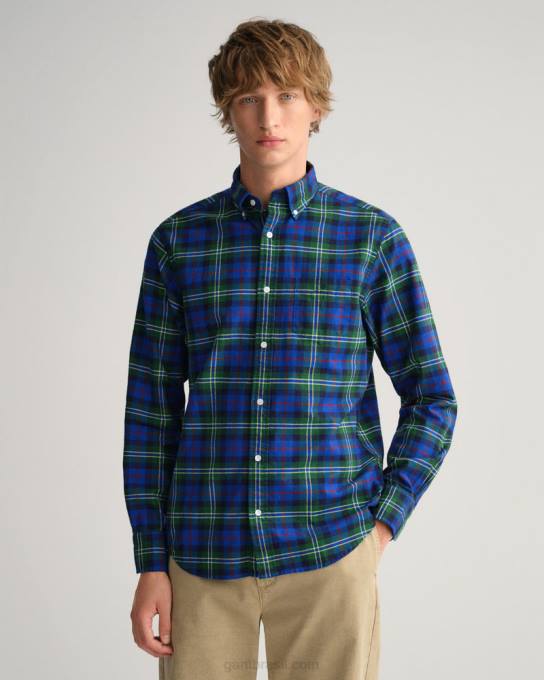 camisa xadrez oxford escovada regular fit N424C76 verde floresta GANT homens
