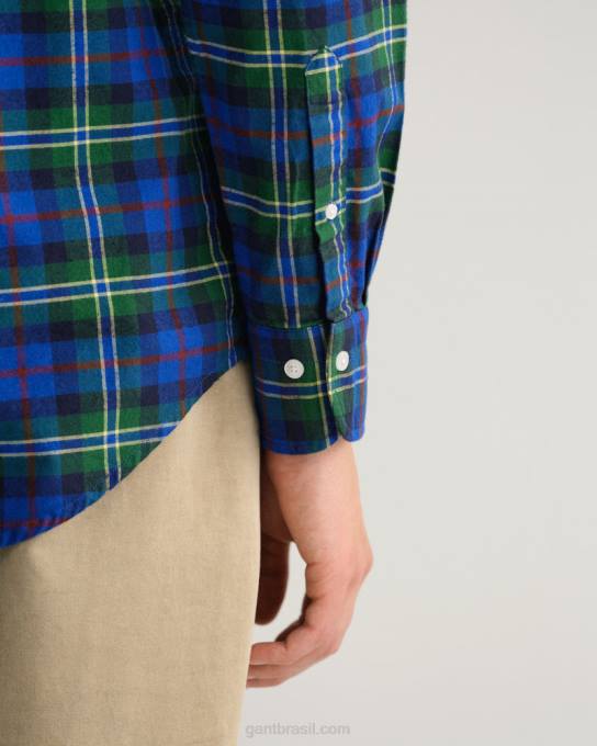 camisa xadrez oxford escovada regular fit N424C76 verde floresta GANT homens
