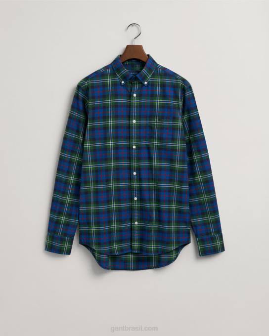 camisa xadrez oxford escovada regular fit N424C76 verde floresta GANT homens