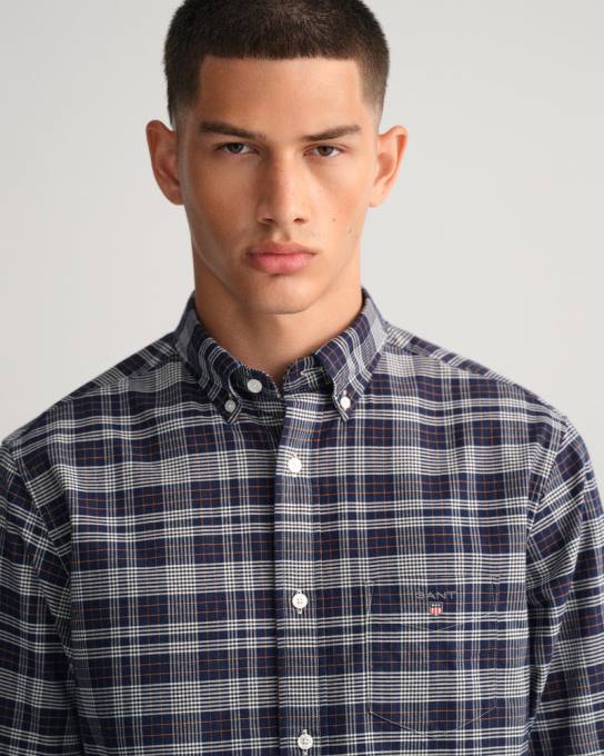 camisa xadrez oxford regular fit N424C16 noite azul GANT homens