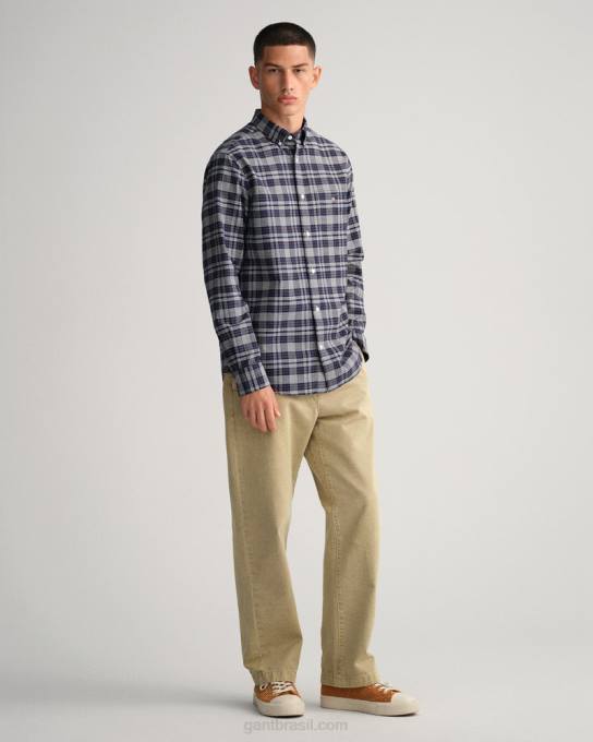 camisa xadrez oxford regular fit N424C16 noite azul GANT homens