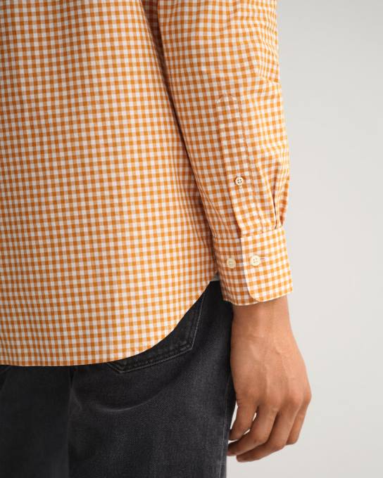 camisa xadrez regular fit N424C56 dk mostarda laranja GANT homens