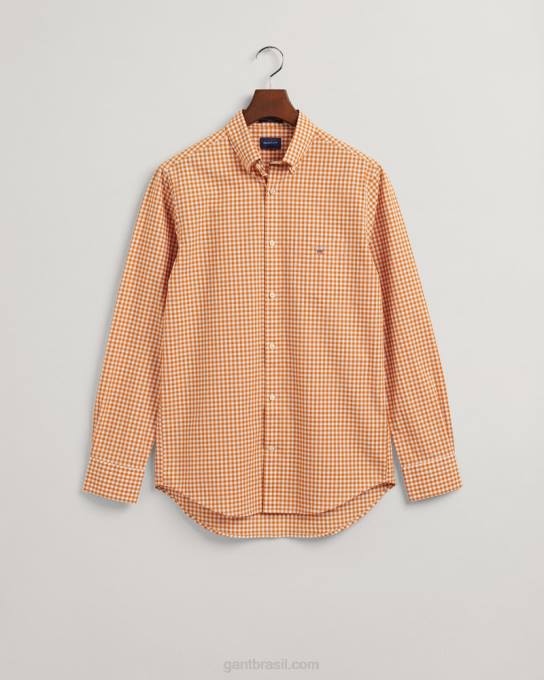 camisa xadrez regular fit N424C56 dk mostarda laranja GANT homens