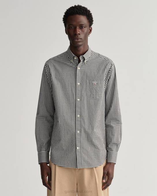 camisa xadrez regular fit N424C62 preto GANT homens