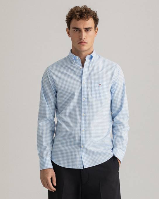 camisa xadrez regular fit N424C70 capri azul GANT homens