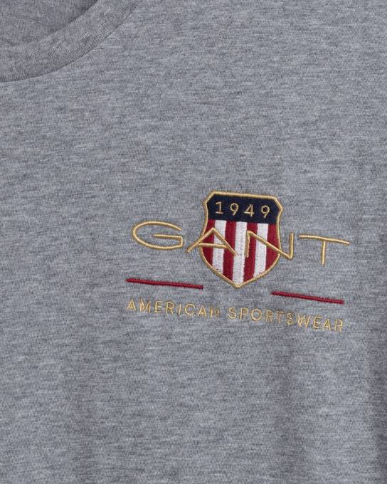 camiseta bordada de escudo de arquivo N424C138 melange cinza GANT homens
