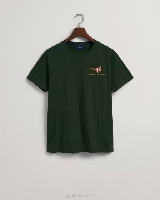 camiseta bordada de escudo de arquivo N424C200 tempestade verde GANT homens