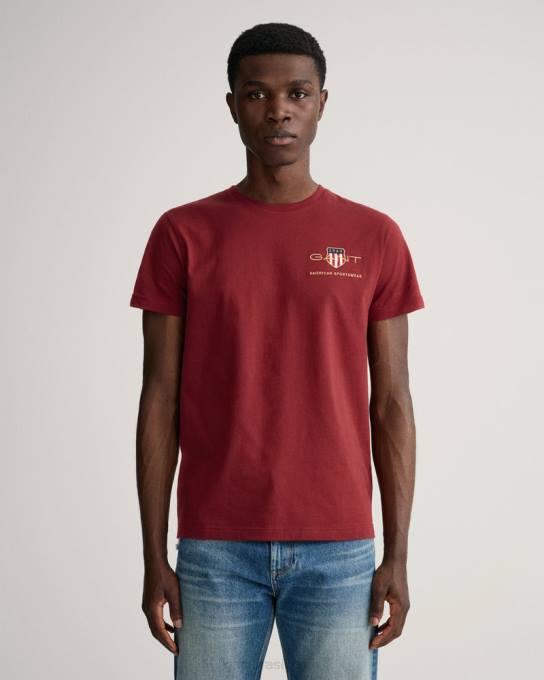 camiseta bordada de escudo de arquivo N424C201 vermelho rechonchudo GANT homens