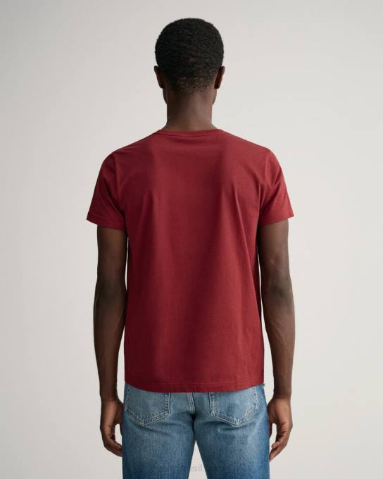 camiseta bordada de escudo de arquivo N424C201 vermelho rechonchudo GANT homens