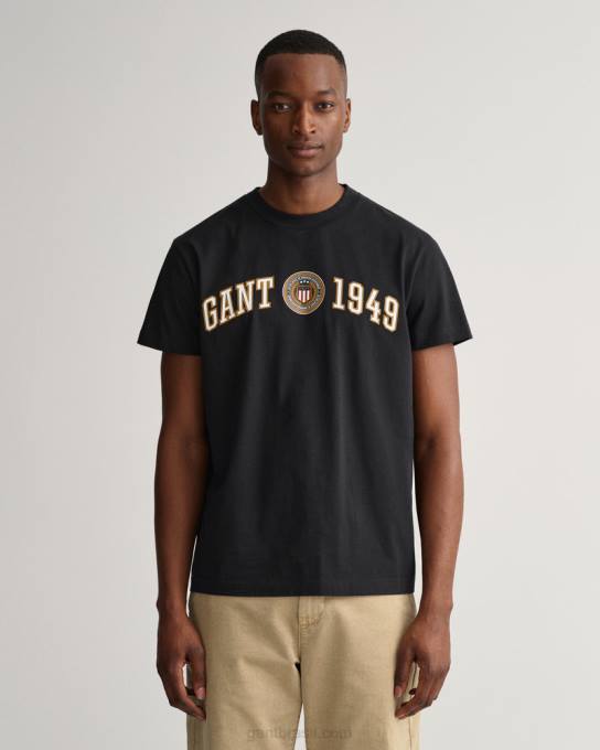 camiseta com escudo N424C159 preto GANT homens