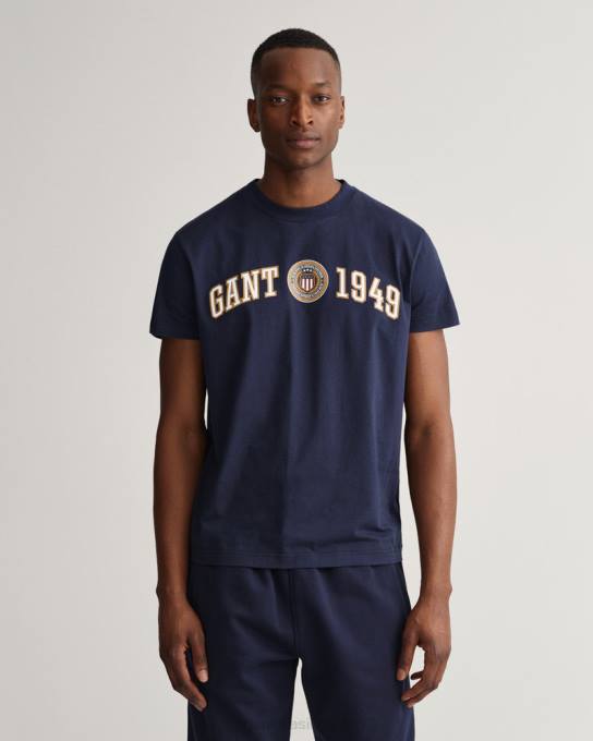 camiseta com escudo N424C199 noite azul GANT homens