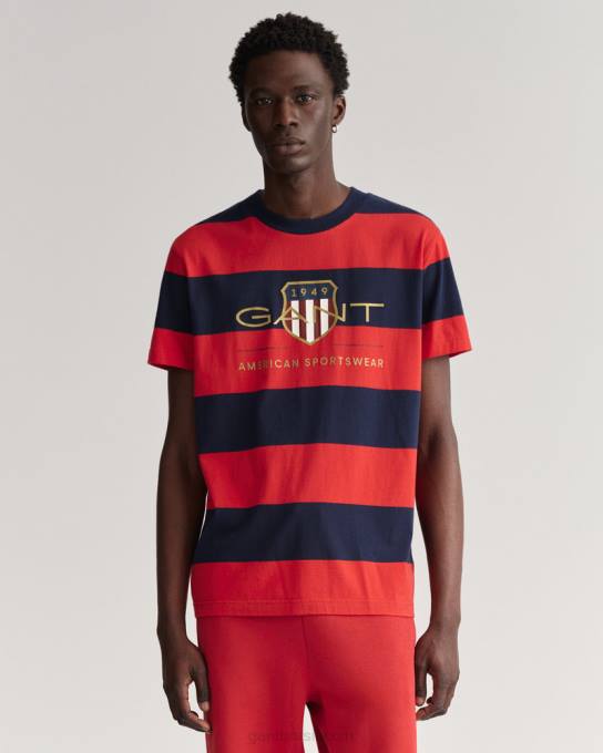 camiseta com escudo de arquivo barstripe N424C165 vermelho brilhante GANT homens