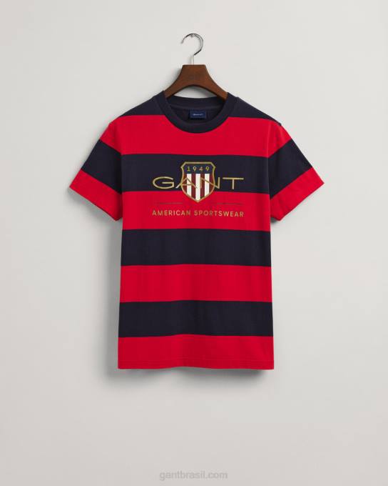 camiseta com escudo de arquivo barstripe N424C165 vermelho brilhante GANT homens