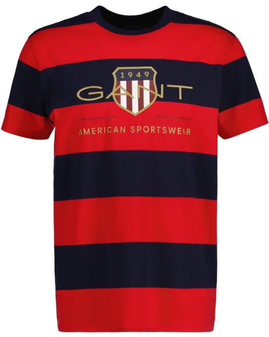 camiseta com escudo de arquivo barstripe N424C165 vermelho brilhante GANT homens