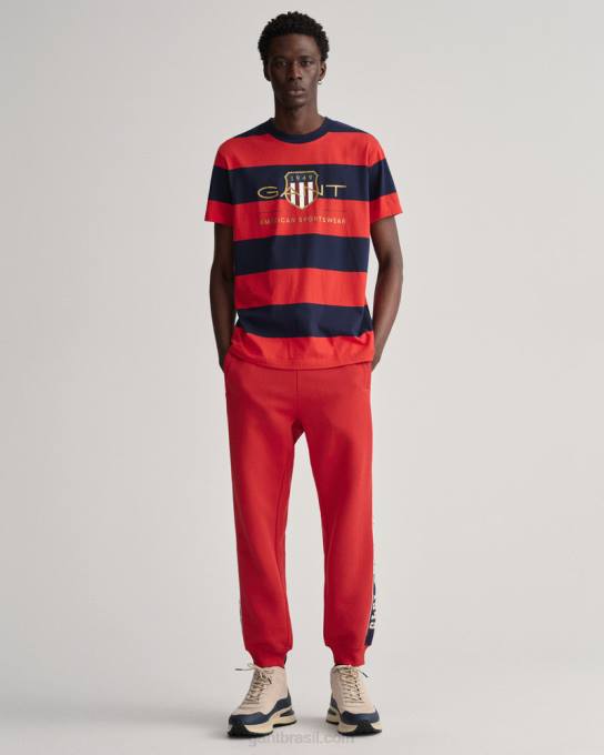 camiseta com escudo de arquivo barstripe N424C165 vermelho brilhante GANT homens