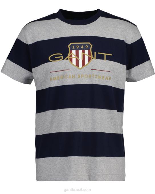 camiseta com escudo de arquivo barstripe N424C197 melange cinza GANT homens