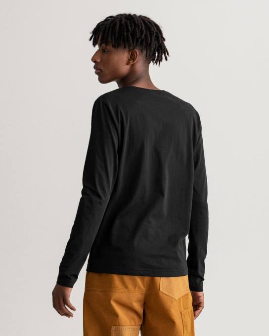 camiseta de manga longa com escudo de arquivo N424C150 preto GANT homens