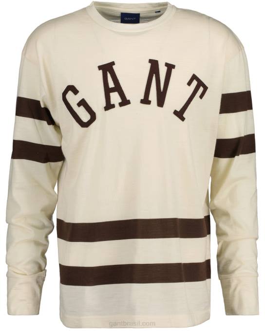 camiseta de manga longa em jersey de lã N424C131 creme GANT homens