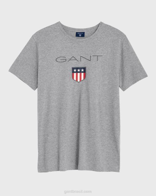 camiseta escudo N424C177 melange cinza GANT homens