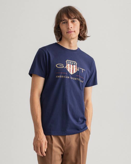 camiseta escudo de arquivo N424C141 noite azul GANT homens