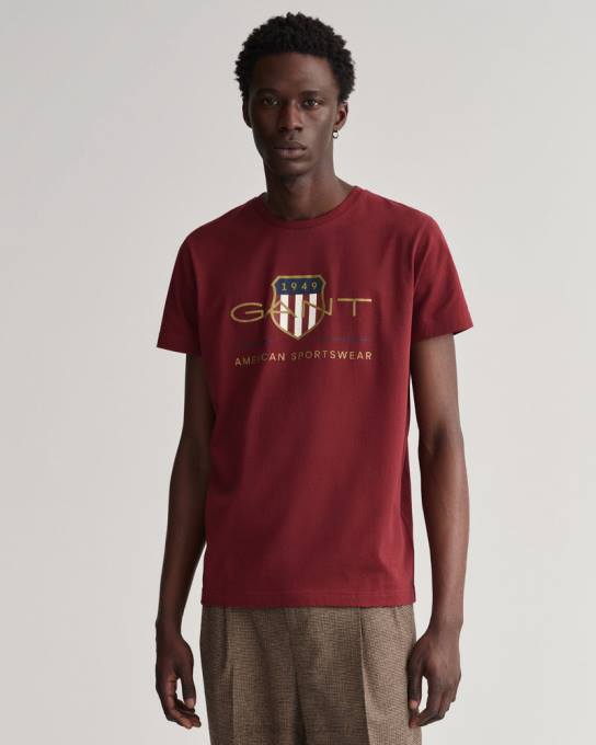 camiseta escudo de arquivo N424C189 vermelho rechonchudo GANT homens