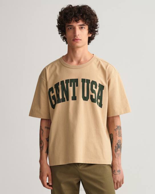 camiseta estampada eua N424C167 bege avelã GANT homens