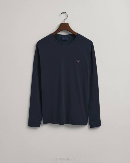camiseta manga longa original N424C180 noite azul GANT homens