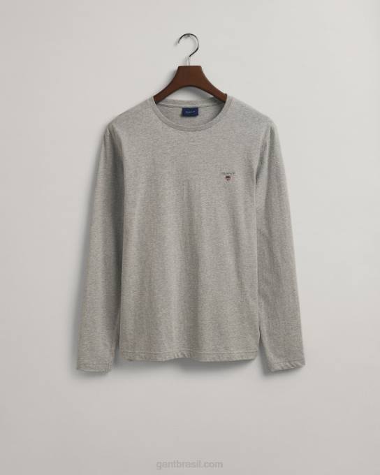 camiseta manga longa original N424C185 melange cinza claro GANT homens