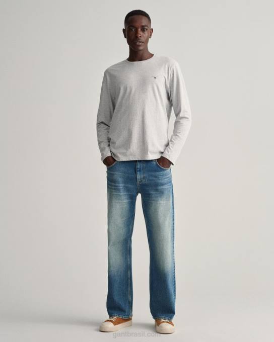 camiseta manga longa original N424C185 melange cinza claro GANT homens