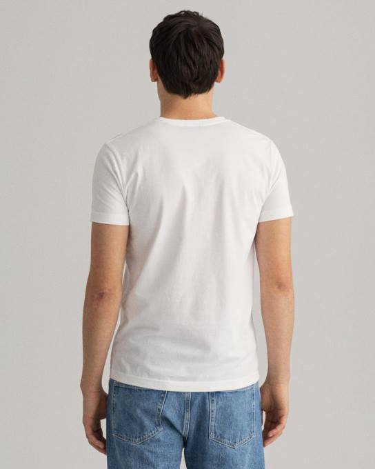 camiseta original slim fit com decote em V N424C156 branco GANT homens