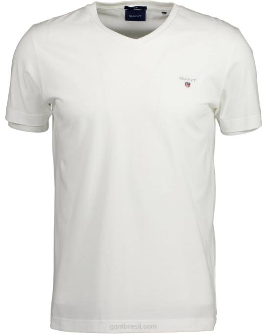 camiseta original slim fit com decote em V N424C156 branco GANT homens