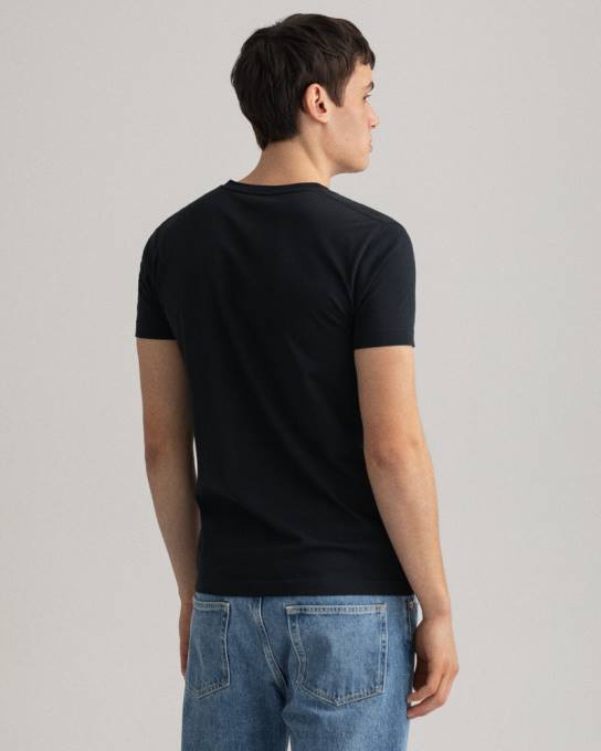 camiseta original slim fit com decote em V N424C183 preto GANT homens