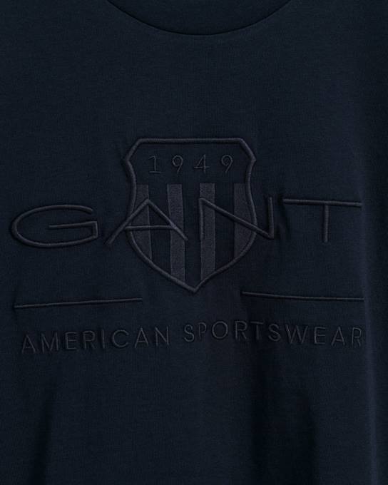 t-shirt de escudo de arquivo tonal N424C149 noite azul GANT homens