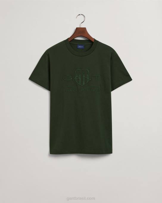 t-shirt de escudo de arquivo tonal N424C157 tempestade verde GANT homens