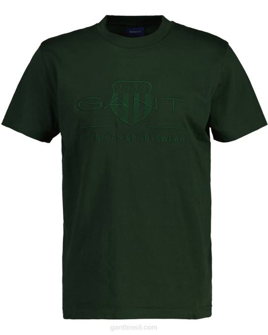 t-shirt de escudo de arquivo tonal N424C157 tempestade verde GANT homens