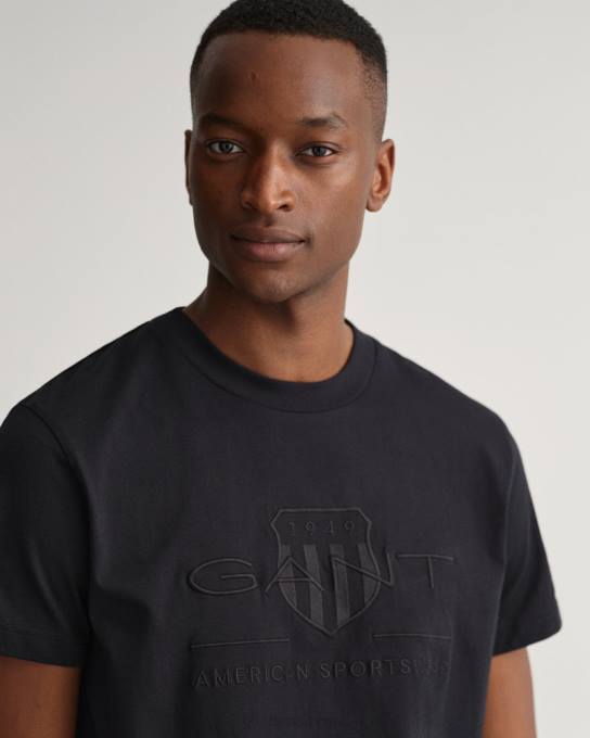 t-shirt de escudo de arquivo tonal N424C174 preto GANT homens