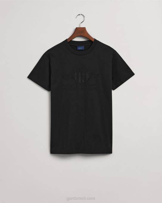 t-shirt de escudo de arquivo tonal N424C174 preto GANT homens