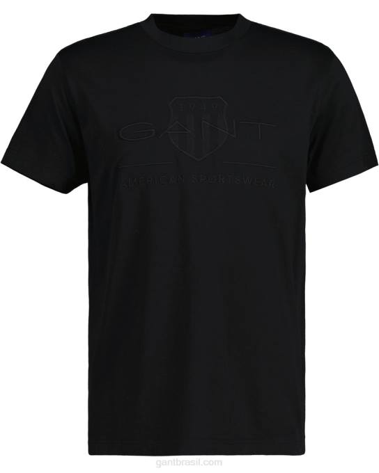 t-shirt de escudo de arquivo tonal N424C174 preto GANT homens