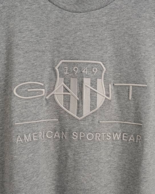 t-shirt de escudo de arquivo tonal N424C187 melange cinza GANT homens