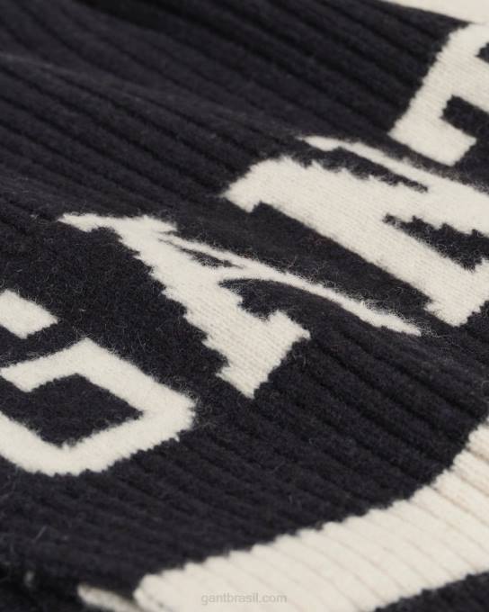 cachecol colegial de lã listrado N424C564 Ébano preto GANT homens