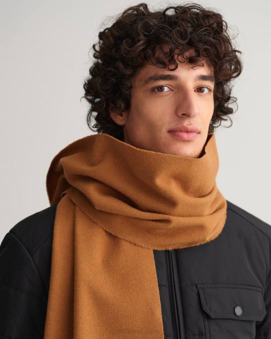cachecol de lã sólida N424C566 noz torrada GANT homens