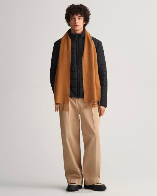 cachecol de lã sólida N424C566 noz torrada GANT homens