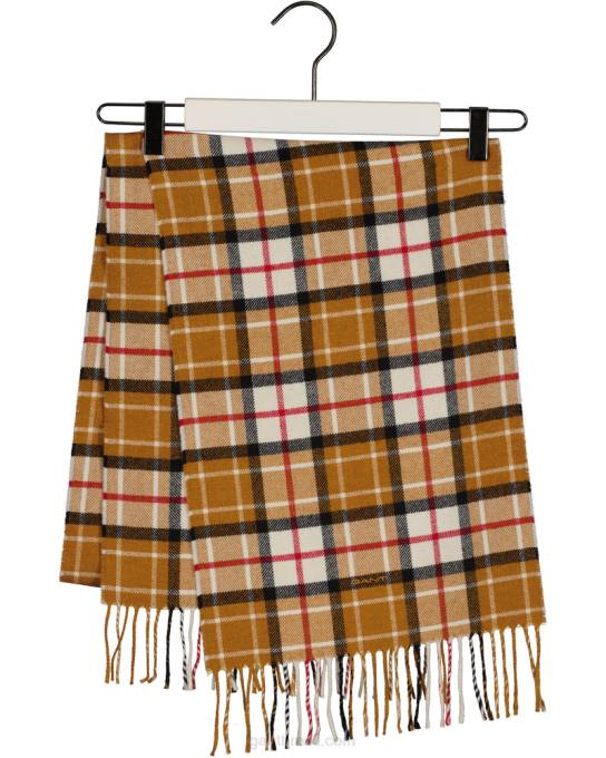 cachecol de sarja de lã xadrez N424C569 dk mostarda laranja GANT homens