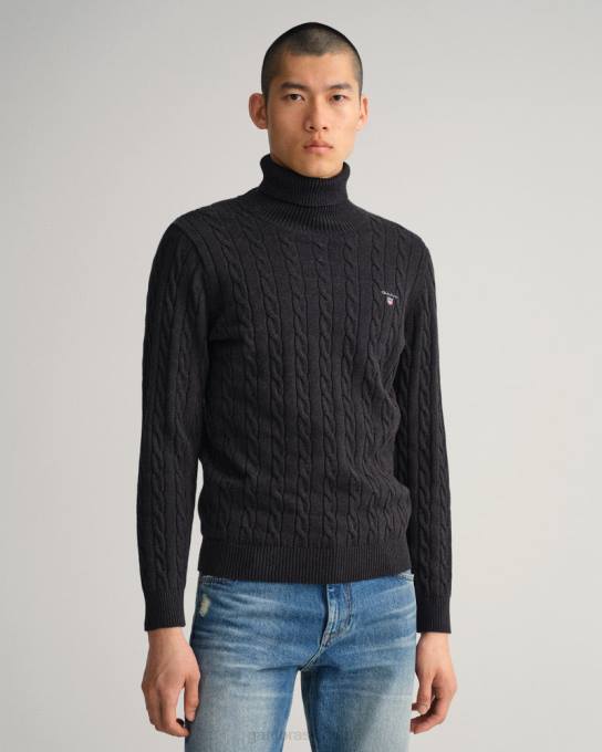 camisola de gola alta de cabo de algodão N424C356 dk carvão melange GANT homens