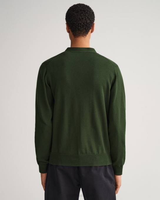 cardigã clássico de algodão com decote em V N424C344 tempestade verde GANT homens